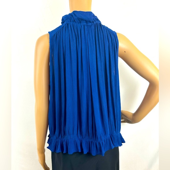 Rebecca Minkoff  Sexy Sapphire Blue Sleeveless Keyhole Front Crepe Rayon… - Picture 4 of 9
